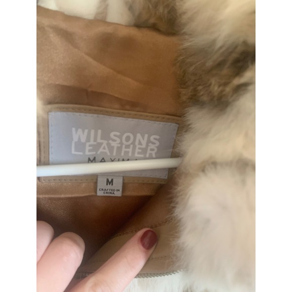 Wilsons Leather Maxima Rabbit Fur Jacket Brown Cream Women's Medium mobwife - Picture 4 of 5